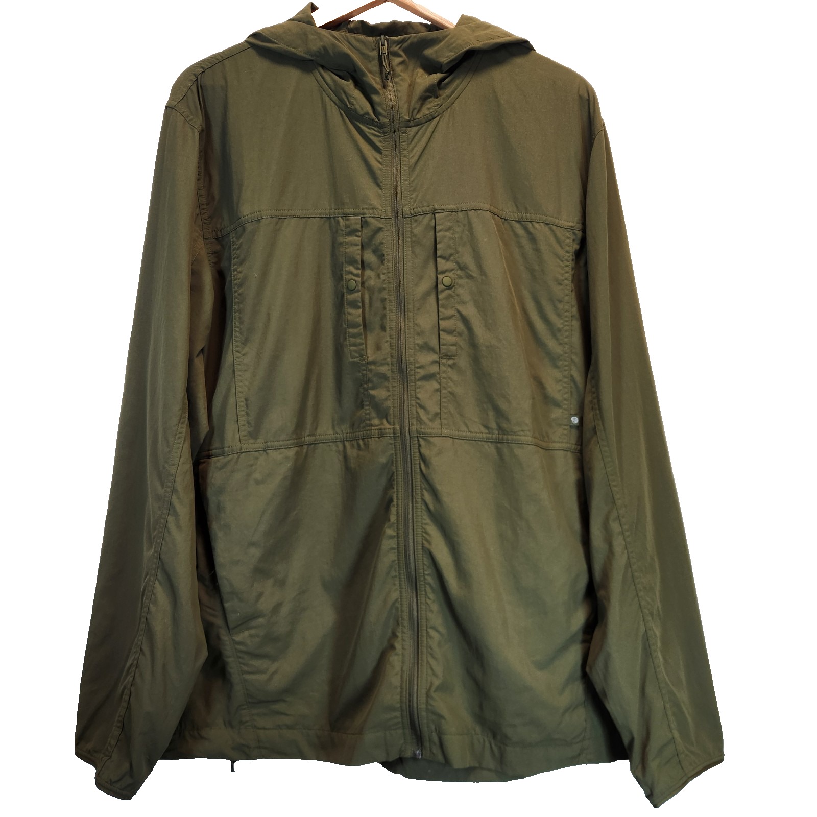 Mountain Hardwear Mens Xl Green Hooded Zip-Up Jacket Windbreaker Shell